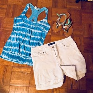 Distressed white denim Rock & Republic shorts